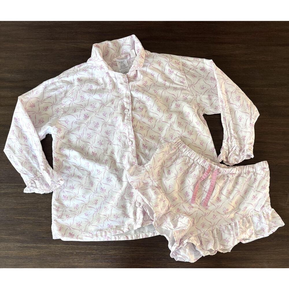 LoveShackFancy Pottery Barn Pajama Set Teen Girls XXS Pink Floral Ruffle Womens